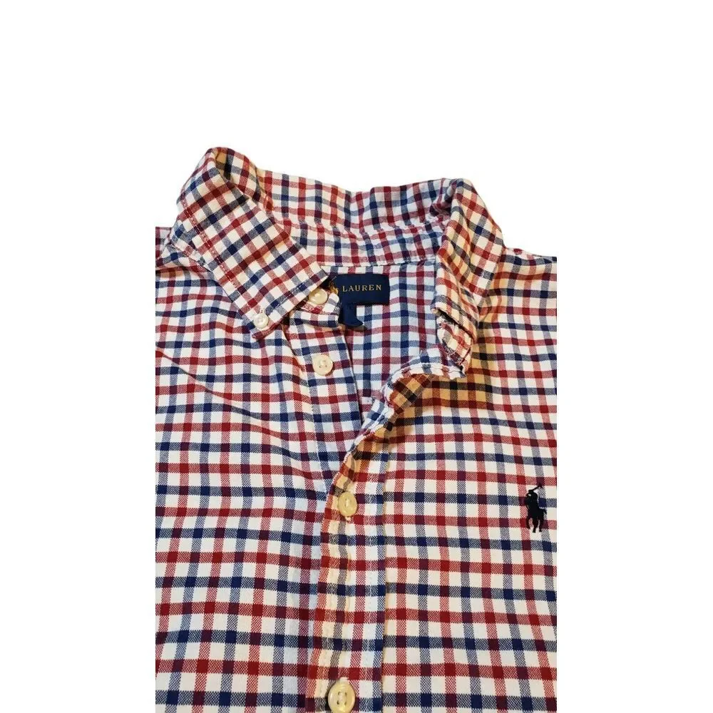 Ralph Lauren Button‎ Up Shirt Boys L (14-16) Red Blue White Checker Pony Preppy